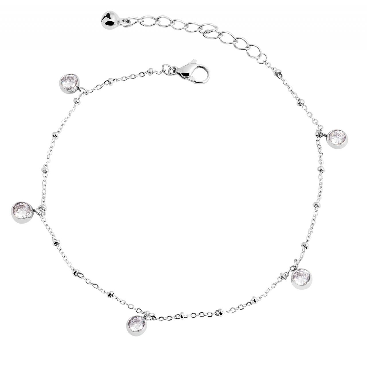 Akzent® Pulsera para Pé Prateada em Aço Inoxidável - 0001