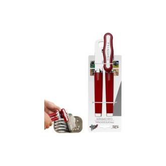 CA Abrelatas manual de seguridad, abrelatas profesional de acero inoxidable, con mango antideslizante y botón giratorio ergonómico, apto para todos (rojo)