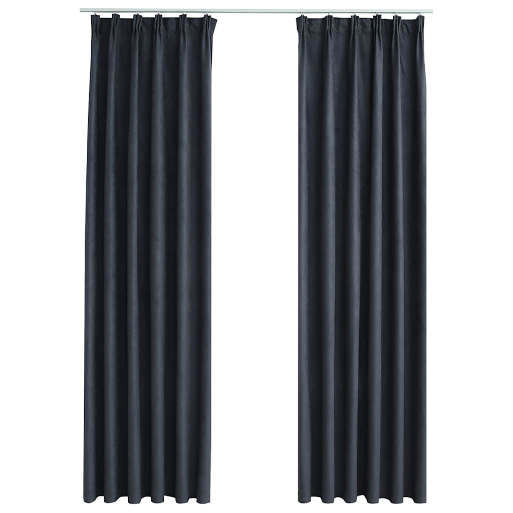 vidaXL Cortinas opacas con ganchos 2 piezas gris antracita 140x255 cm