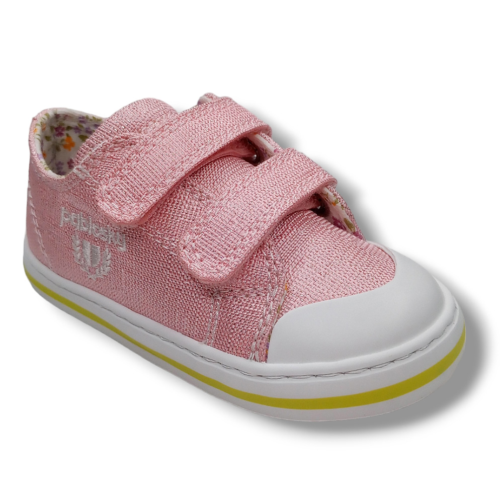 Pablosky Zapatilla Lona Sneakers Niña 975370 GLITTER ROSA Zapatillas calzado niños Summer ROYALE CORDONETS
