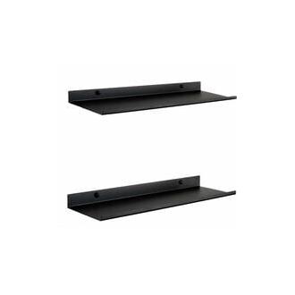 CA Juego de 2 estantes flotantes de pared negros de metal de 50 cm, fijación invisible para libros y objetos, ideal para decorar paredes de baño, salón, cocina, dormitorio u oficina.