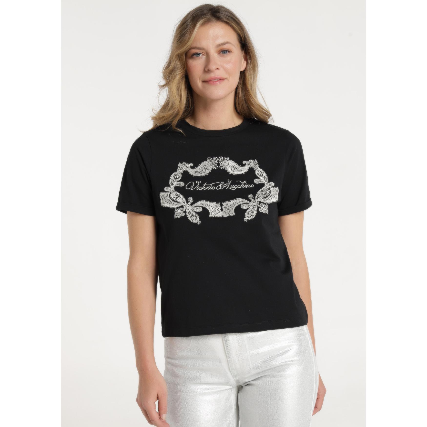 Victorio & Lucchino - Camiseta manga corta bordado lurex en el pecho