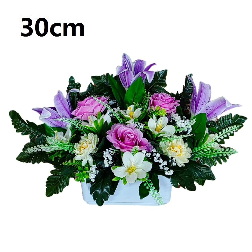 Flores artificiales para cementerio,Centro Flores para santos duraderas de tela con maceta,Gerimport,Envios desde España