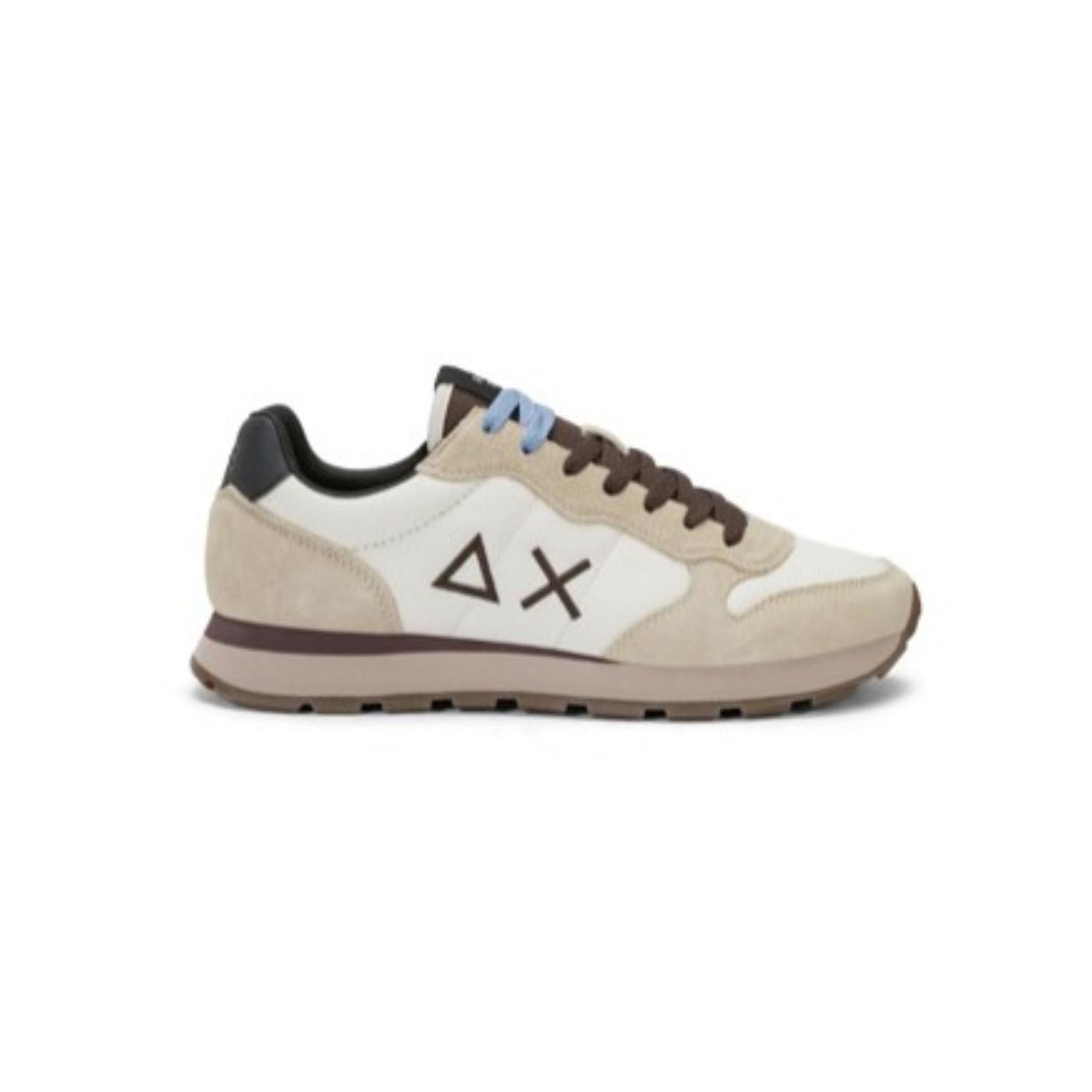 Zapatilla Sun68 Tom Solid blanco y beige para hombre