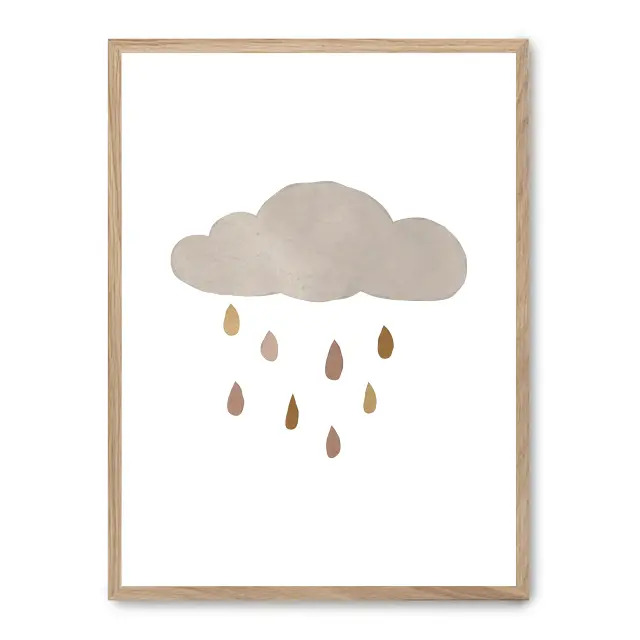 Cuadro cloud ii 30x40cm, Póster impreso en papel de primera calidad de 180gr, montado sobre marco de madera MDF acabado roble., Infantil - Bebé
