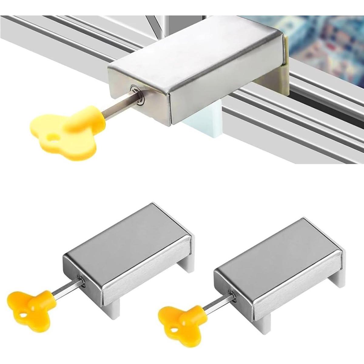 Raambegrenzers – 2-pack - inclusief 2 sleutels – Raamsluiters – Raamstoppers – Raamslot - Raamveiligheidsslot - Geschikt voor diverse soorten ramen, waaronder schuiframen en meer - begrenze - 6,7 x 3,5 x 3,1 cm -sleutelgrootte -0,22 cm