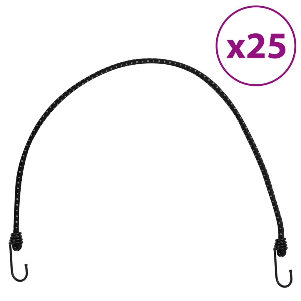 vidaXL Cuerdas elásticas con tiras reflectantes y ganchos 25 uds Dimensiones 38 cm, 46 cm, 100 cm y mas