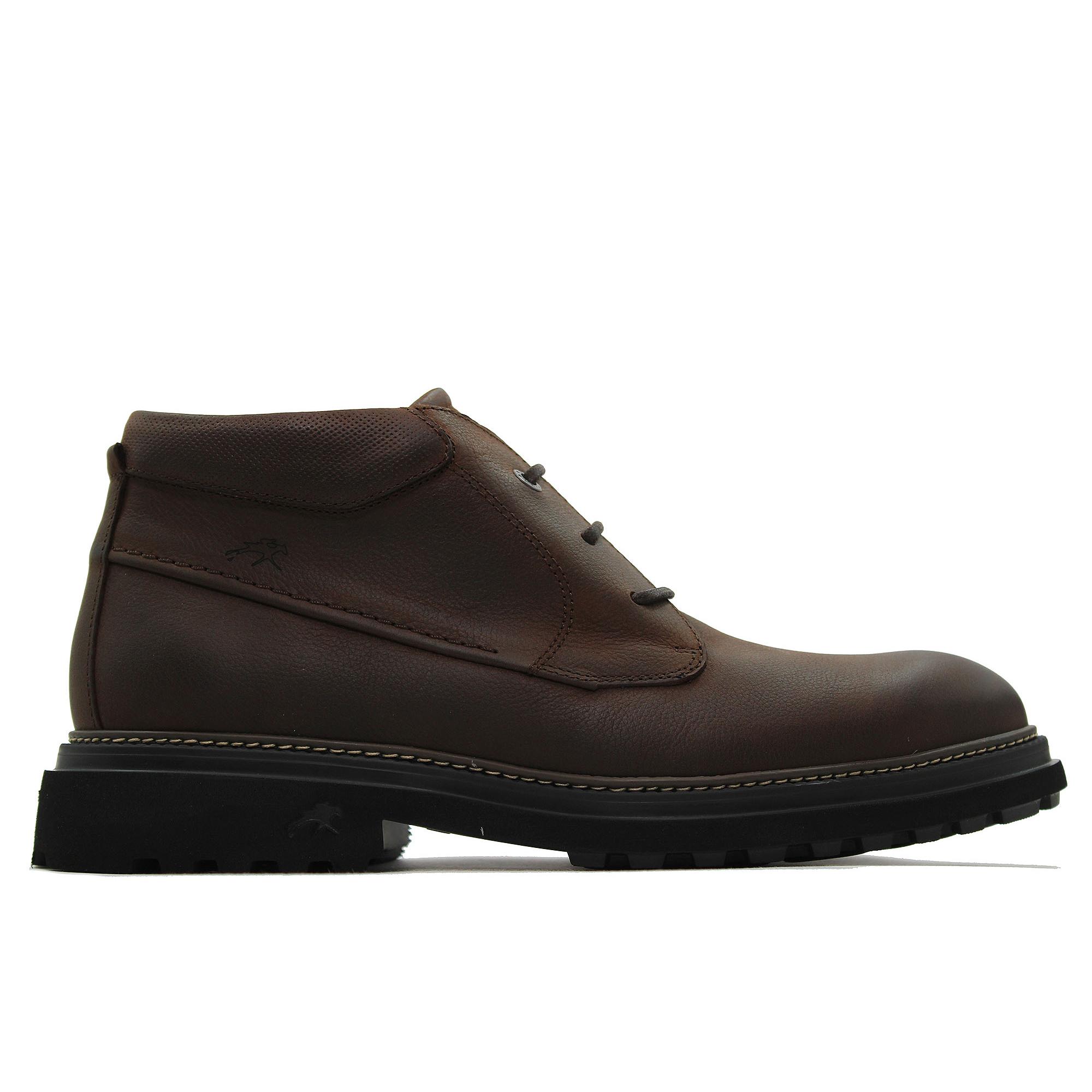 Fluchos F2055 Botín de piel con cordones,suela de goma y tacón,plantilla extraible,color liso,clásica,sencilla, para caballero