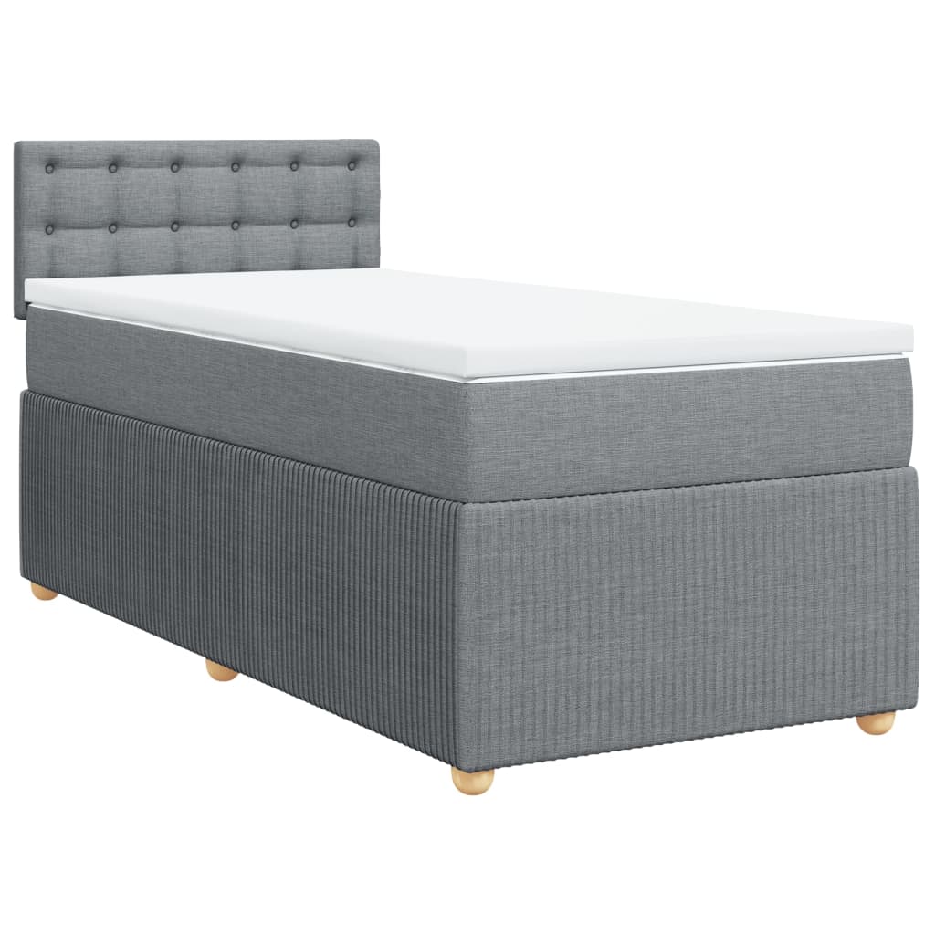 vidaXL Cama box spring con colchón tela gris claro 90x190 cm