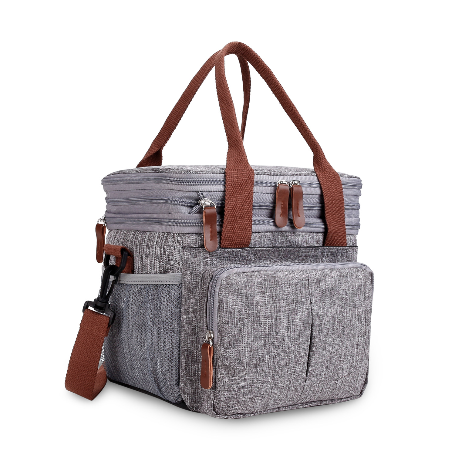 Bolsa de almuerzo para mujeres y hombres, lonchera expandible de doble cubierta, bolsas de almuerzo grandes, a prueba de fugas, aisladas, reutilizable, bolsa enfriadora de almuerzo