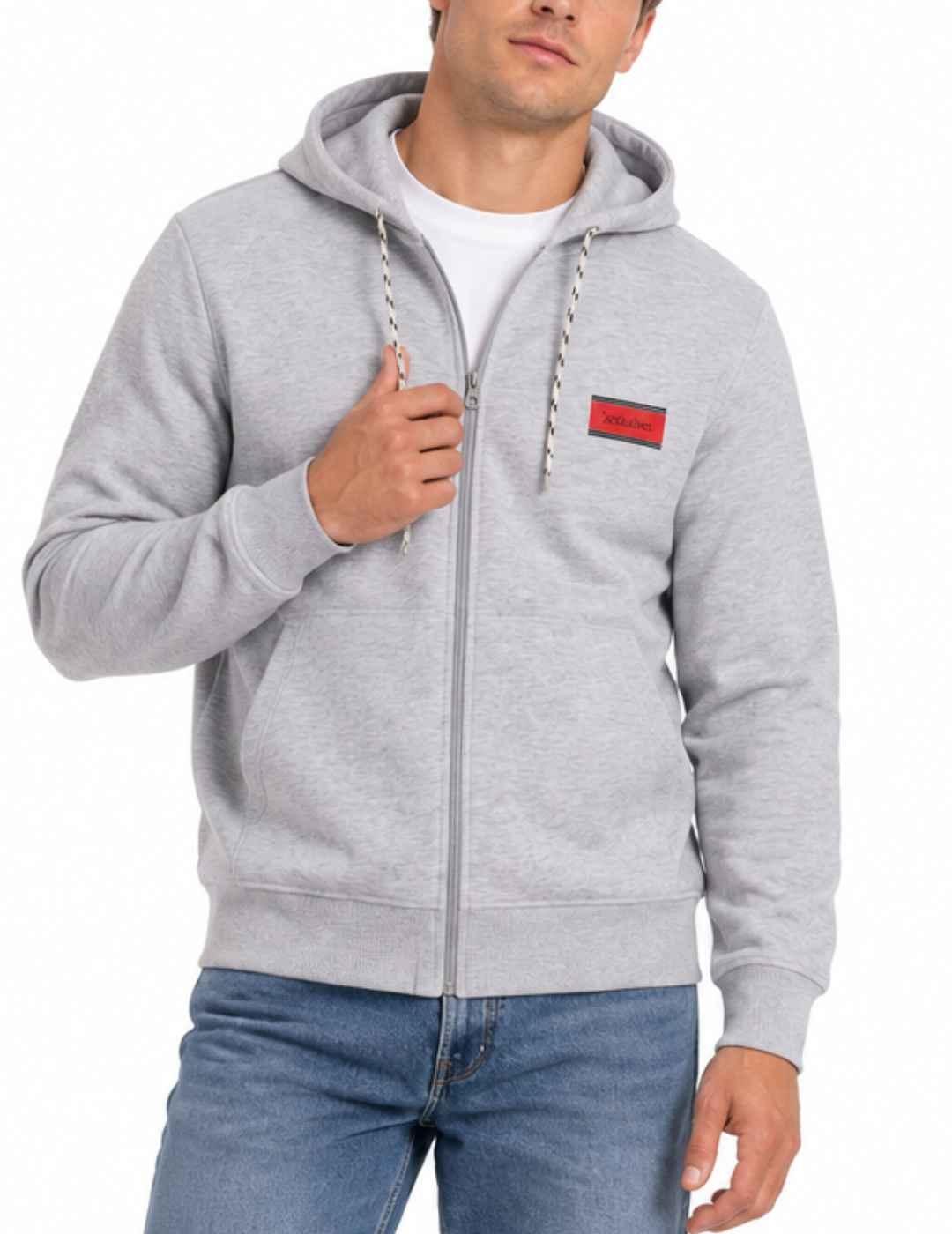 Sudadera Jack&Jones Buster gris con capucha para hombre