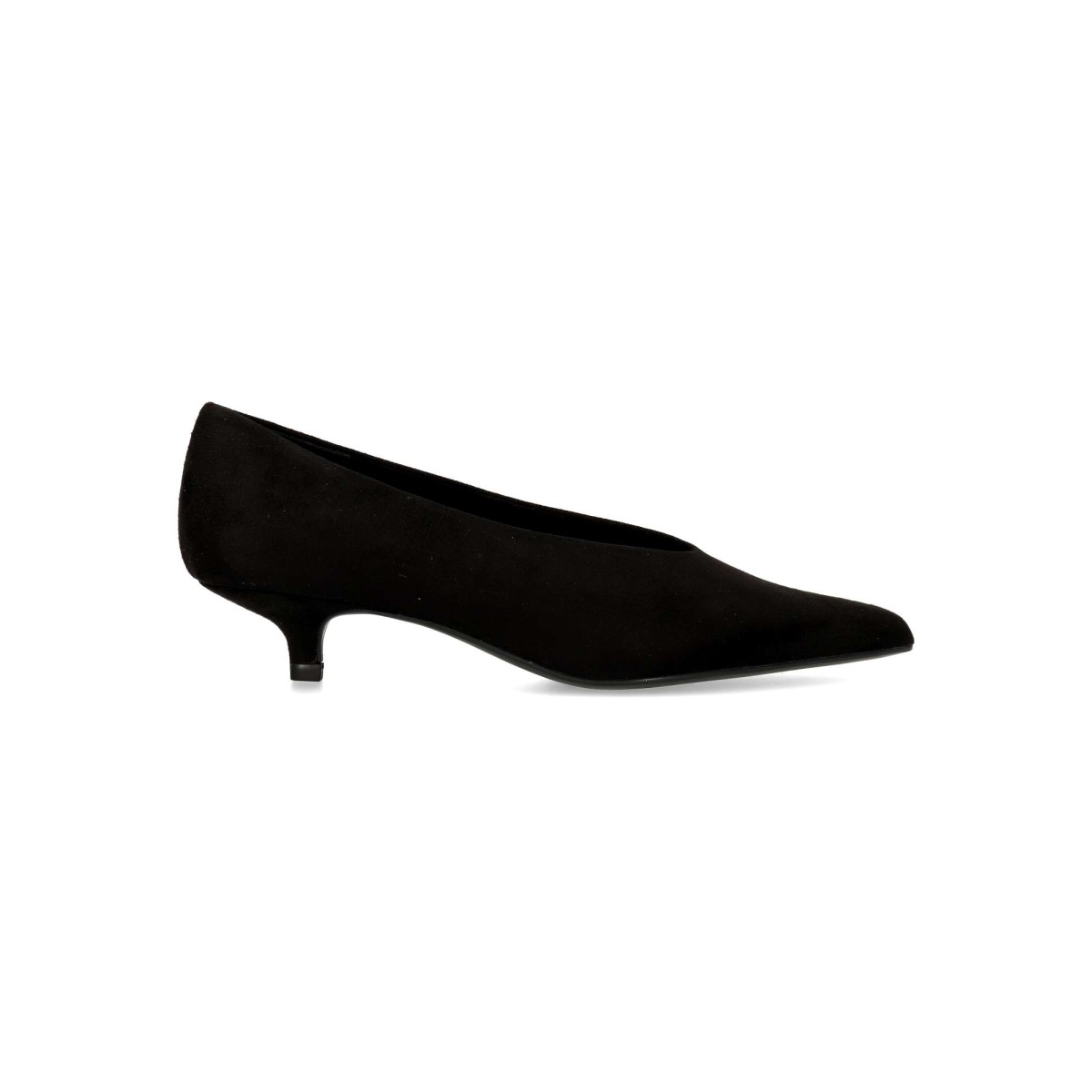 Vanessa Calzados - Zapato salón de tacón bajo 3,5 cm para mujer, punta fina y suela acolchada en antelina negra