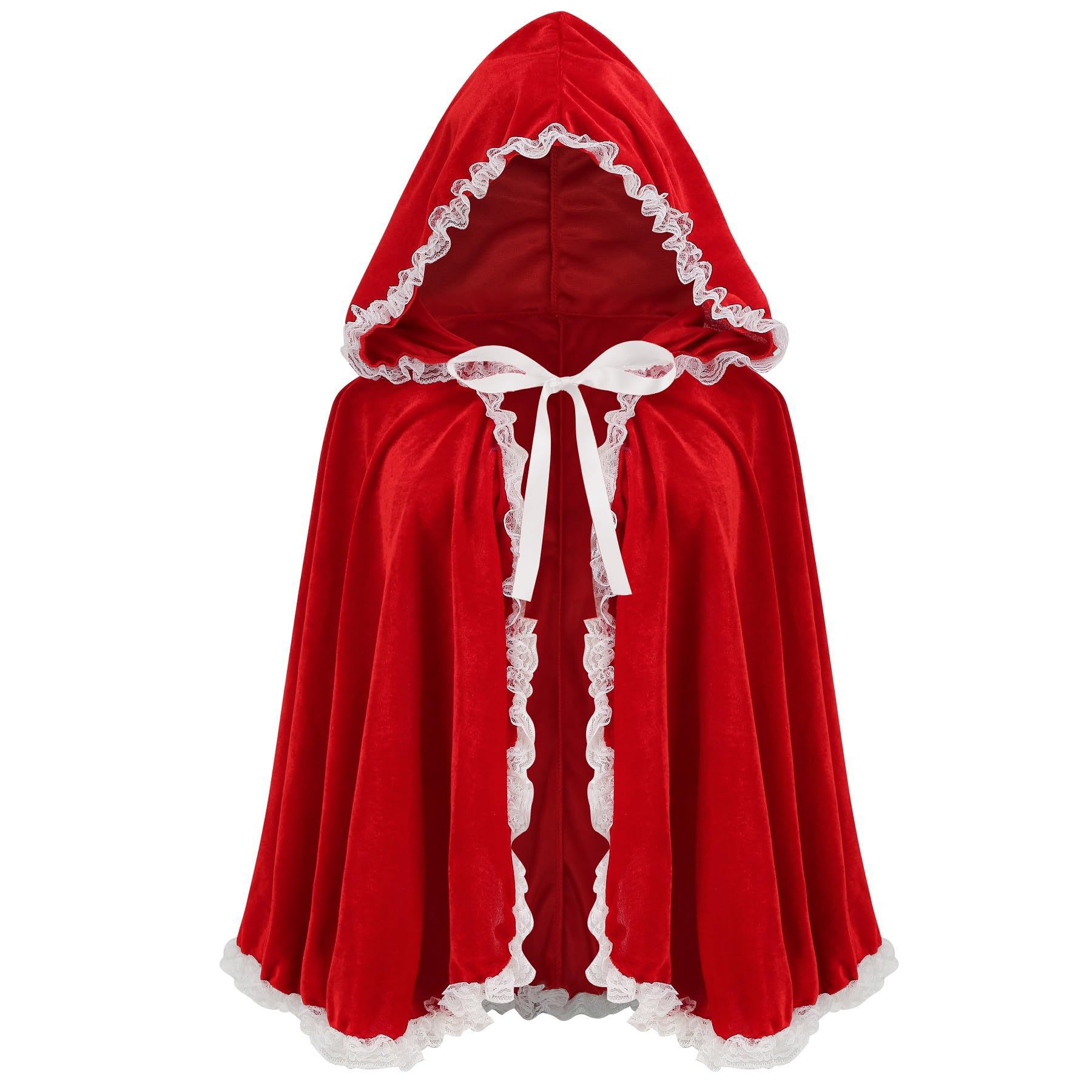 Capa clásica de terciopelo con capucha para adulto, disponible en varias tallas, ideal para Halloween.