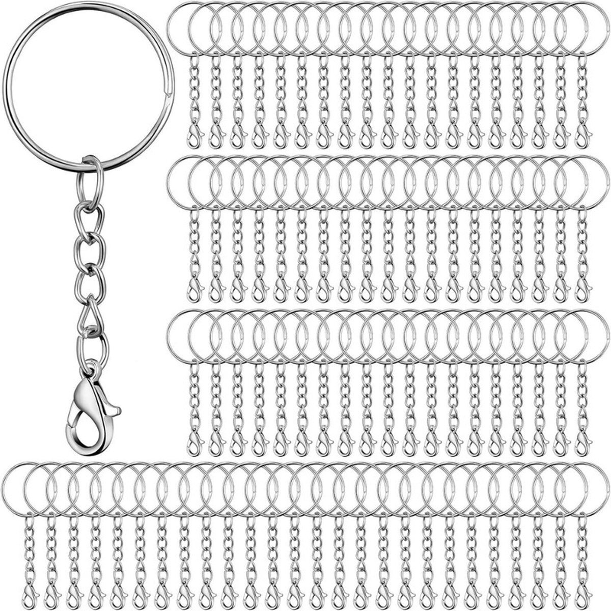 Om Home Llaveros - 60 piezas - 25 mm de diámetro - Llaveros de metal - Llaveros con langosta - Llavero sencillo para armar - Anilla para llaves - Lazo para llaves - Cadena para llaves - Llavero redondo - Anillo para llaves - Llavero
