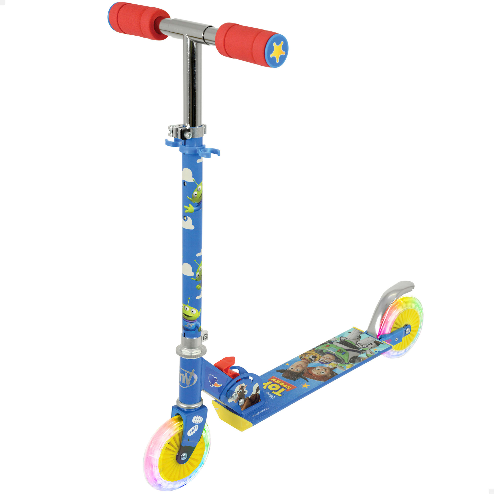 Toy Story - Patinete 2 ruedas con luces, licencia oficial Disney Pixar, peso máximo soportado 50 kg, 65x32x70-79 cm, manillar regulable en altura, recomendado a partir de 5 años