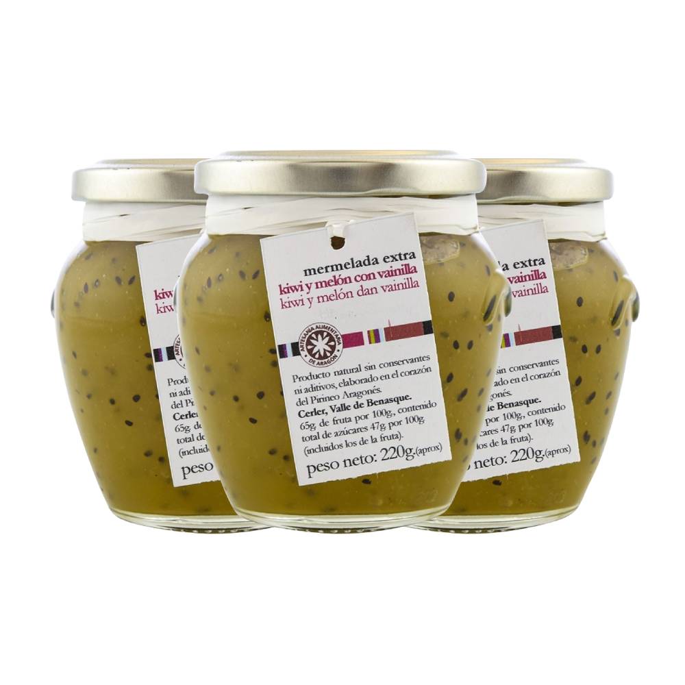 Mermelada de kiwi y melón con vainilla extra La Cullera 212g pack de 3