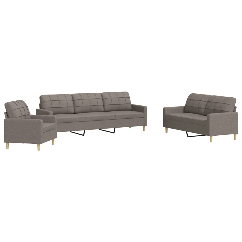 vidaXL Juego de sofás 3 piezas tela gris taupe