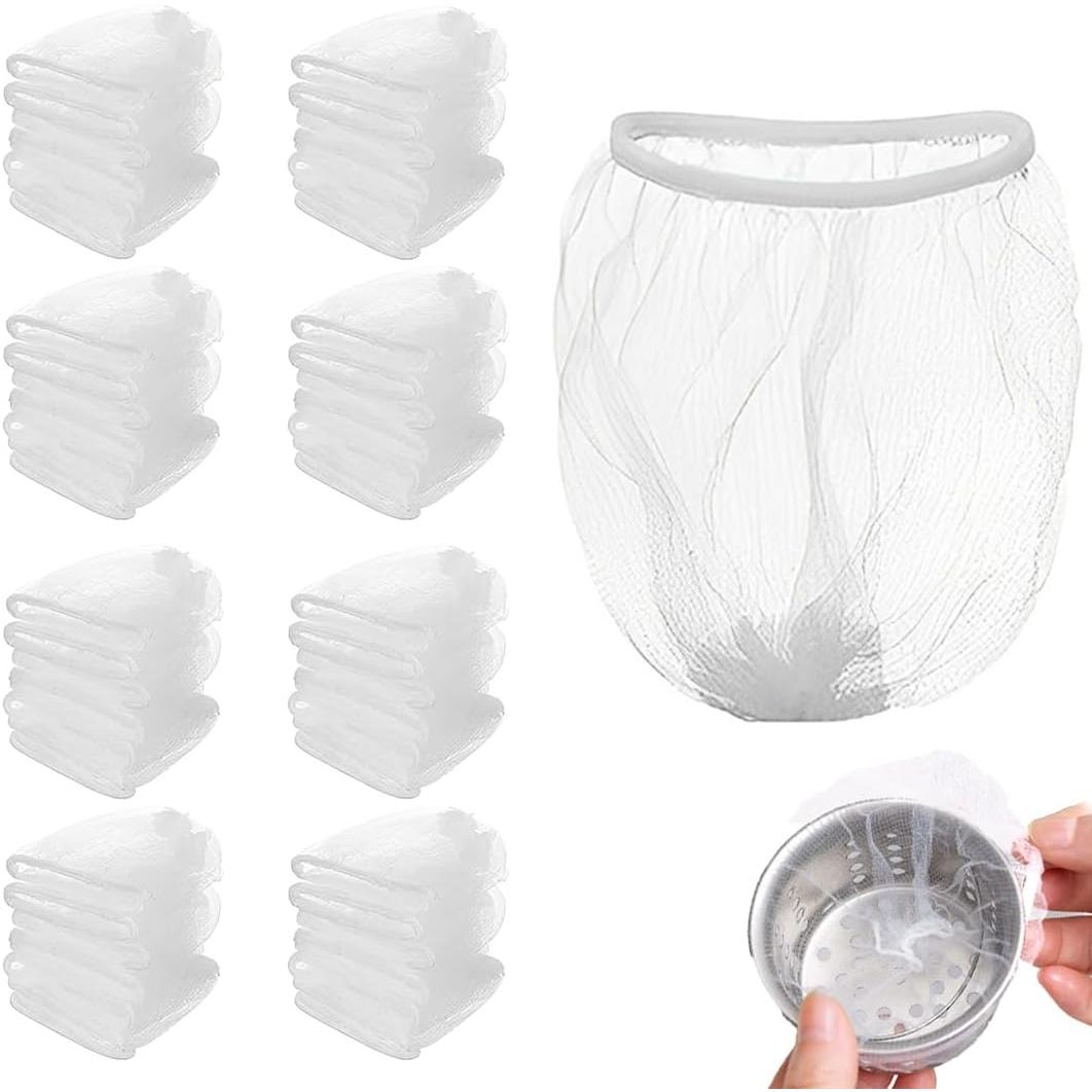 Sink Filter Bag, 100 Pieces Sink Filter Bag, Waste Mesh Filter Bag, Sink Strainer Bags, Anti-Clogging Bag Sink Strainer, Sewer