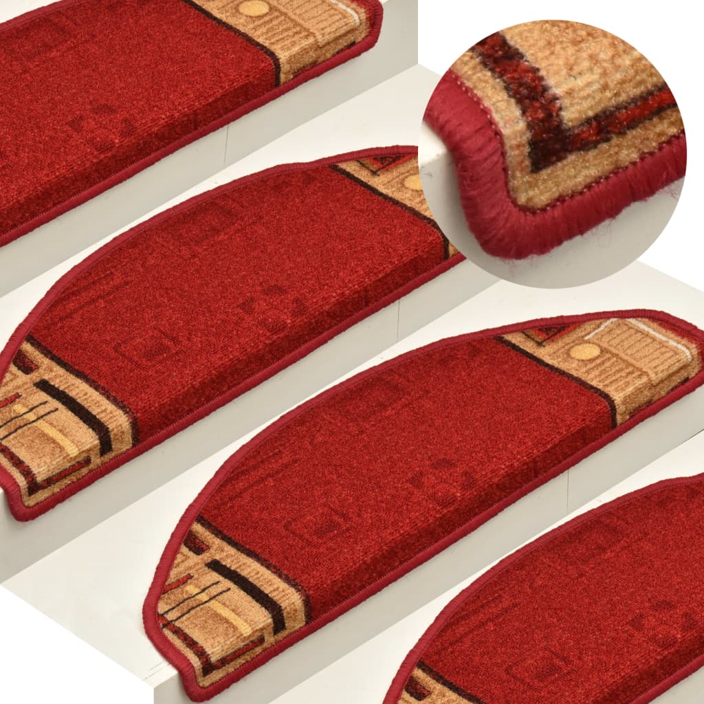 vidaXL 15x Alfombrilla Autoadhesiva de Escalera 65x21x4 cm Protector Color Beige,  Marrón,  Rojo y mas