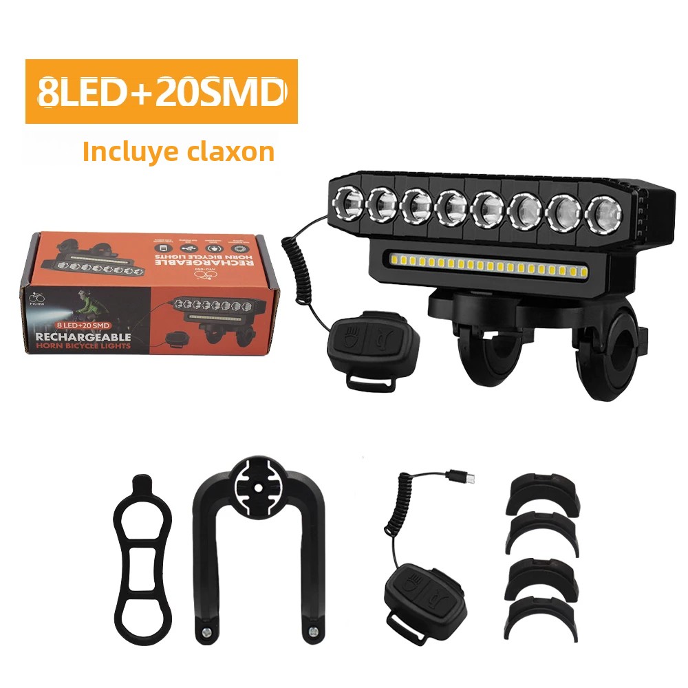TK Luz Frontal De Bicicleta Recargable USB Con Bocina De Ciclismo 120dB Impermeable 6 Modos De Iluminación Campana De Bicicleta Fácil De Instalar