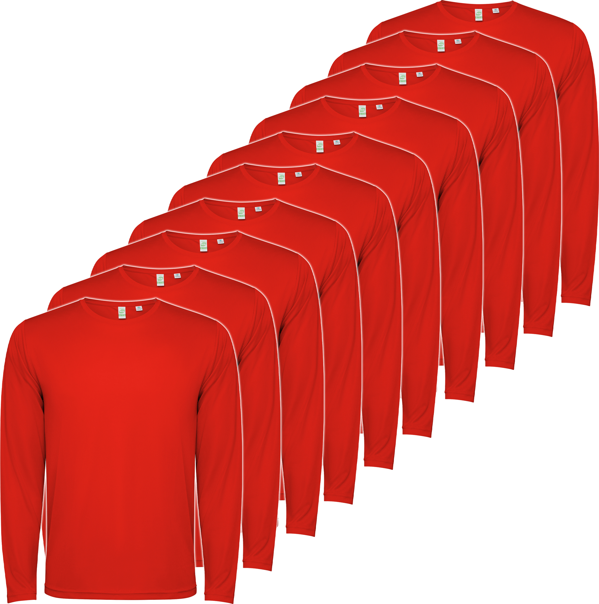 PACK 10 | Camiseta Técnica Manga Larga | Poliéster | Transpirable | Roly