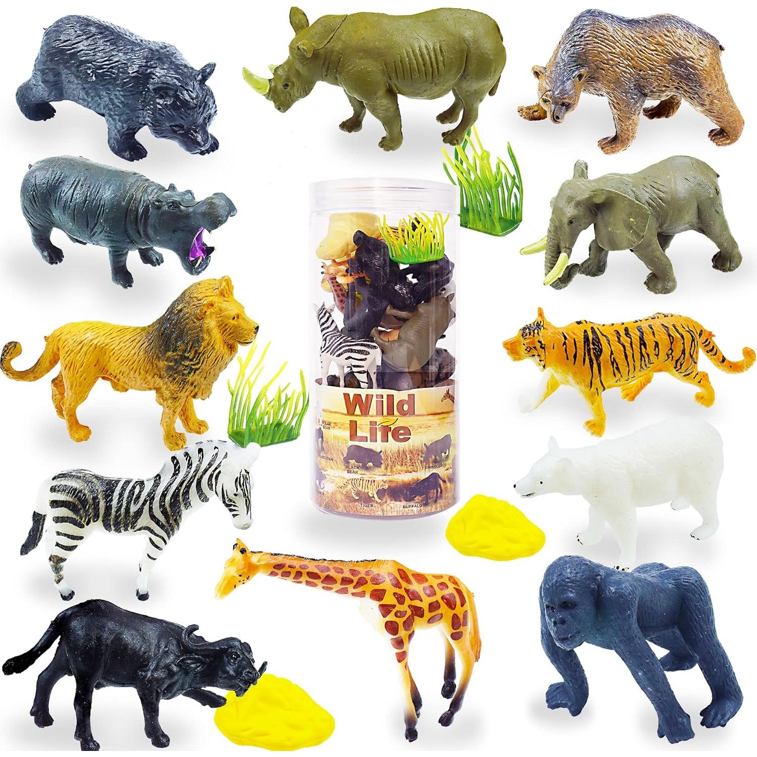 Animales Set de Figuras de Animales, 16 Piezas, Juguetes Educativos para Niños de 3 a 7 Años, Ideal para Aprender y Jugar, Regalo Perfecto