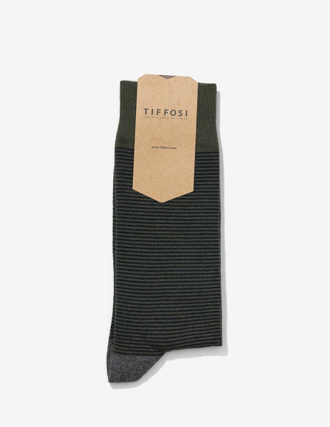 Calcetines Tiffosi Hombre Rayas Verdes Modelo Clint