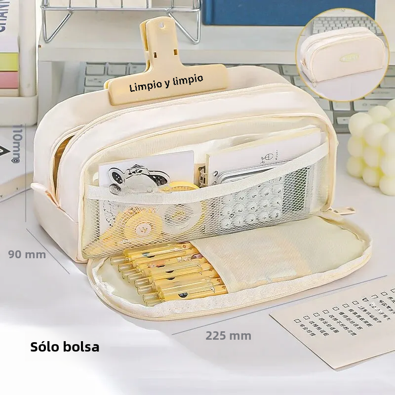 Bolsa de lápices elegante y práctica con gran capacidad y múltiples secciones para almacenamiento de papelería, estuche para lápices, regreso a la escuela