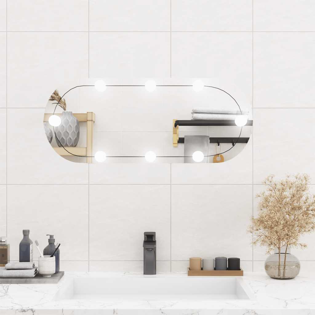 vidaXL Espejo con Luces LED Vidrio Ovalado Tocador Maquillaje Baño Dimensiones 40 x 20 cm, 15 x 40 cm, 20 x 50 cm y mas