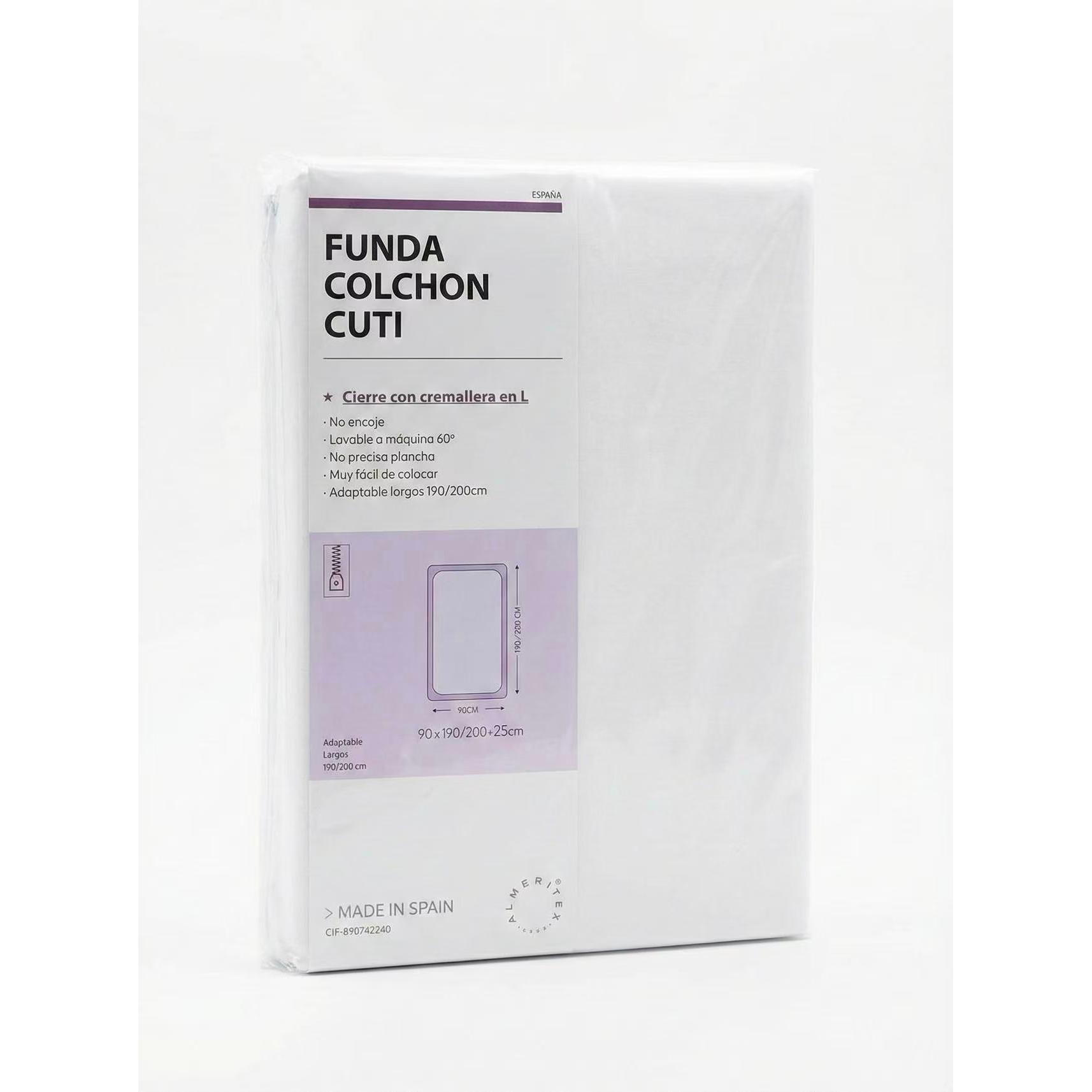 ALMERITEX Funda de Colchón Cuti con Cremallera en L - 90x190/200cm - Fabricada en España