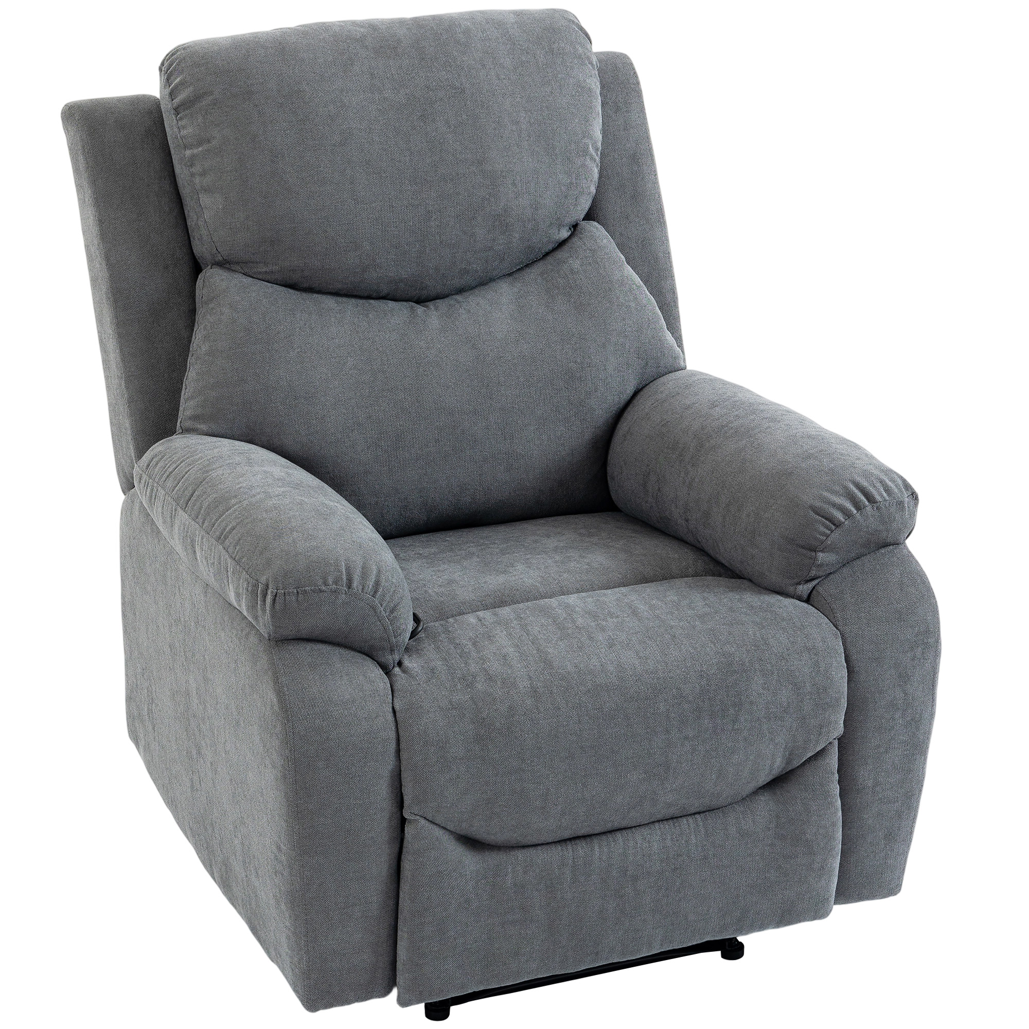 HOMCOM Sillón Relax Reclinable Manual, Sillón Relax Moderno, Tapizado en Tela Aspecto Lino, Reposapiés, Reposabrazos, Acolchado Grueso, Butaca Reclinable hasta 150°, Carga 120 kg, para Salón, Girs