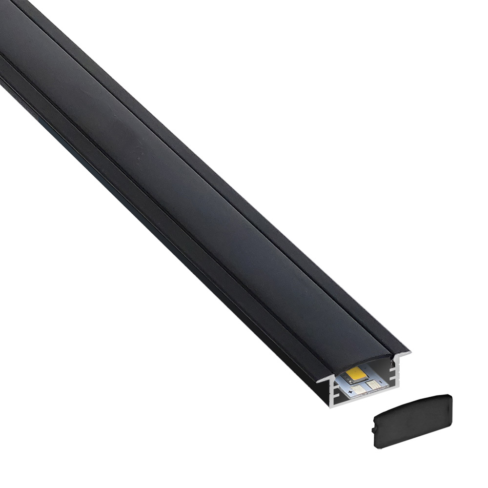 LEDBOX KIT - Perfil aluminio HAIN para tiras LED, 1 metro, negro. Perfiles para tiras LED, Perfiles empotrados