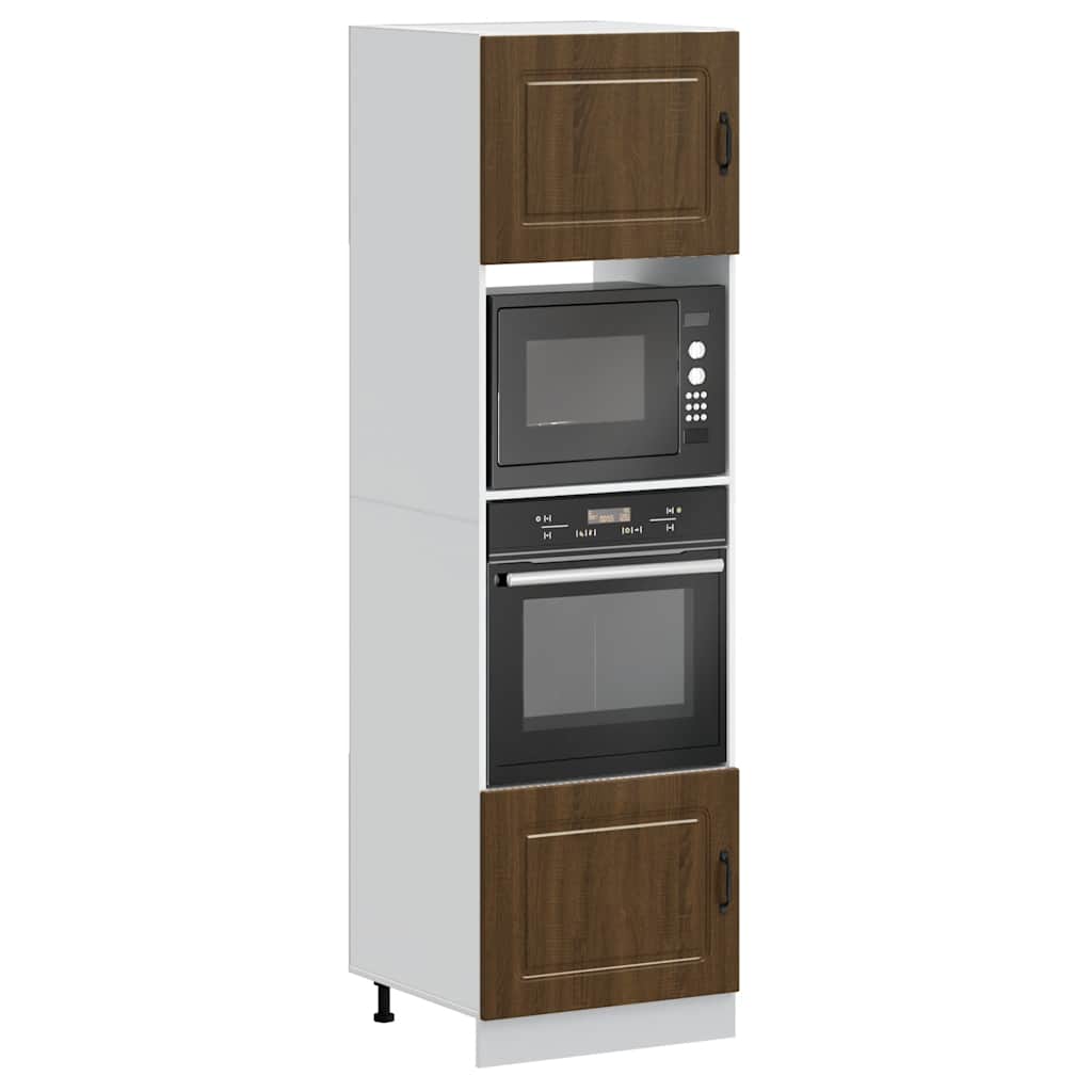 vidaXL Armarios para horno 2 uds Lucca roble marrón madera ingeniería en color Marrón roble/Roble ahumado/Roble Sonoma | almacenamiento funcional diseño moderno para baño dormitorio sala