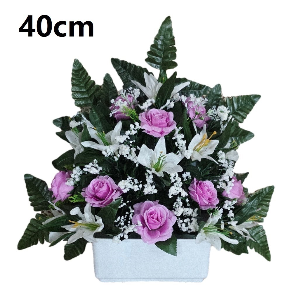 Flores artificiales para cementerio,Centro Flores para santos duraderas de tela con maceta,Gerimport,Envios desde España