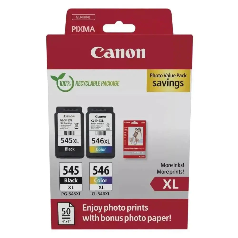 Canon - Cartucho de tinta PG-545XL/CL-546XL pack 2 unidades para impresoras PIXMA compatibles, negro y color, hasta 400 páginas A4