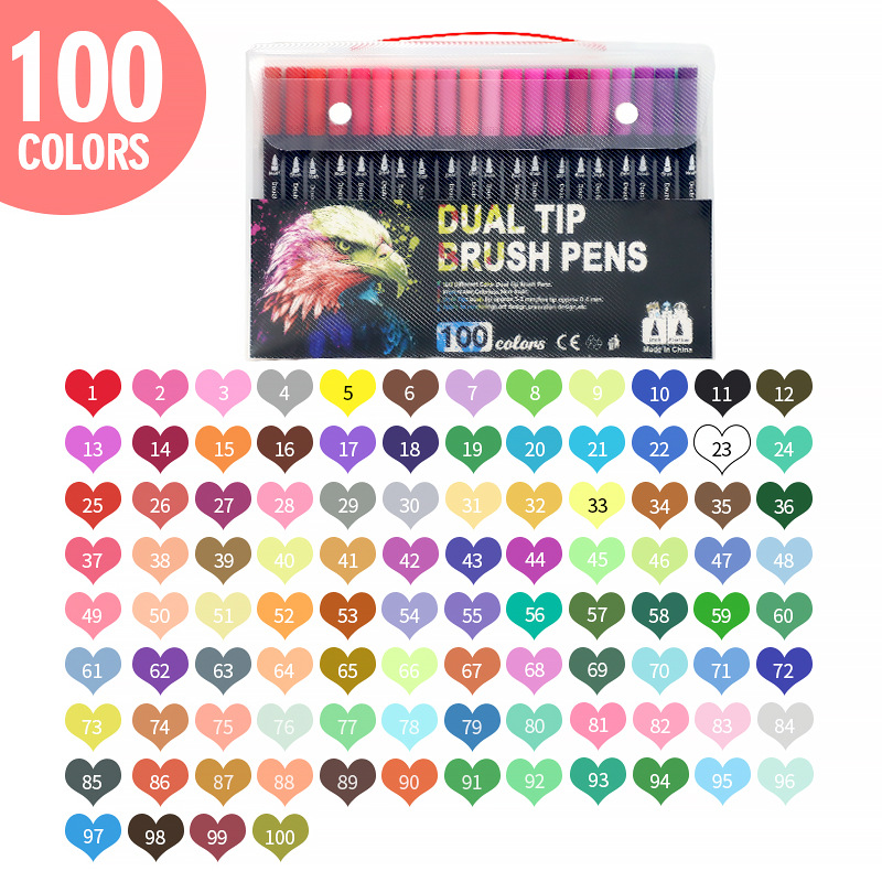 CA 36 Colores Fieltro Punta bolígrafos conjunto Doble Cuchillo Plumas Arte marcadores para niños adultos colorear, Fineliner y pincel Consejos