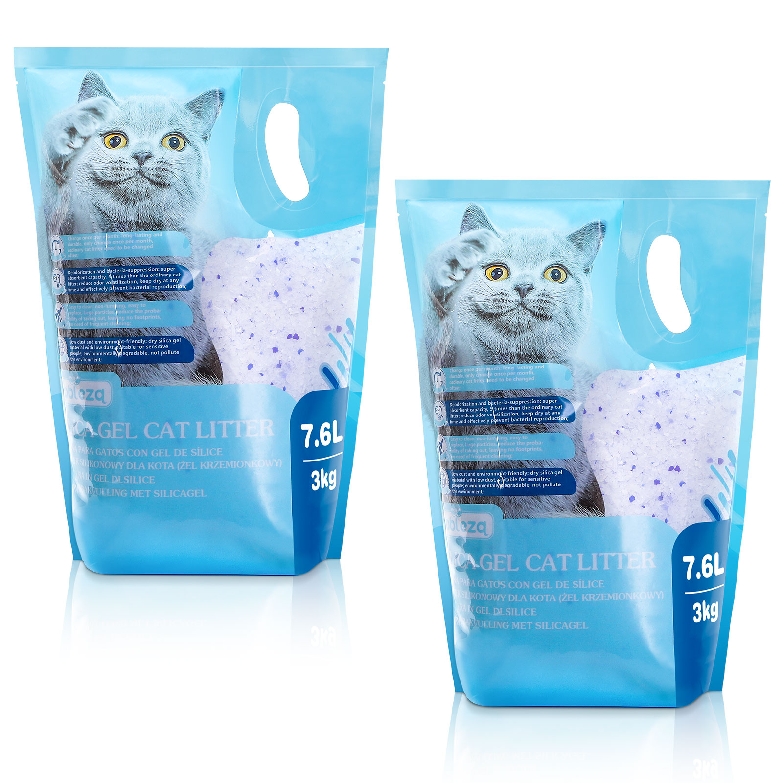 Nobleza Arena para gatos de sílice Camada para gatitos de gel de diamante 7.6L/3KG Absorbente, Cómodo Biodegradable