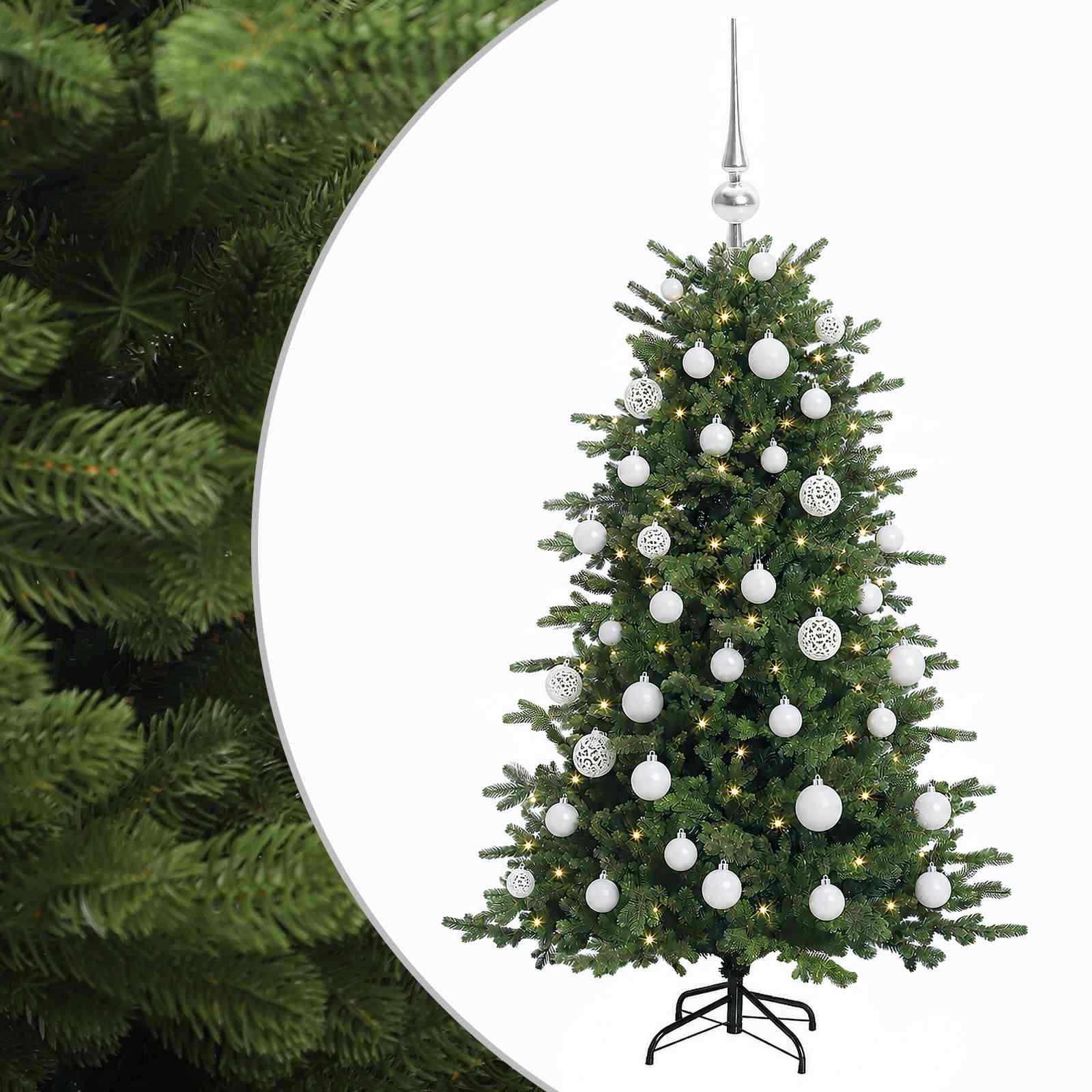 vidaXL Árbol de Navidad artificial con bolas 150 cm 150 LED Multicolor