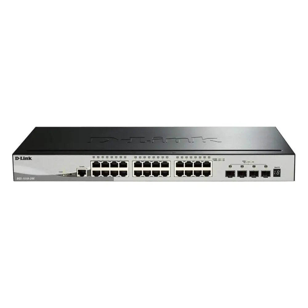 D-Link - Switch gestionado L3 DGS-1510-28X/E 24 puertos Gigabit y 4 SFP+ 10G con QoS para redes empresariales
