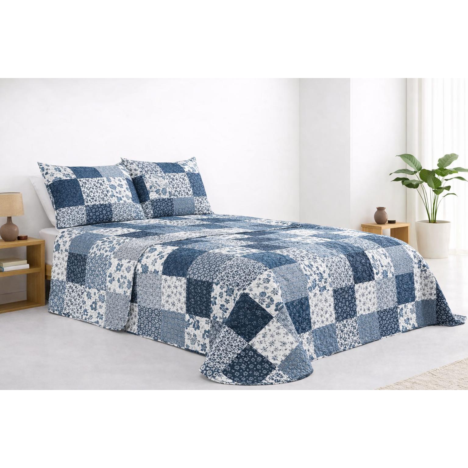 Colcha Bouti Estampado para Verano y Entretiempo, Colcha para Cama 100% Poliester, Colcha Cubre Cama para Cama 90/105/135/150/180cm, Suave, Blanco con Funda de Cojin 45x70cm. ✅ Entrega en 48-72h