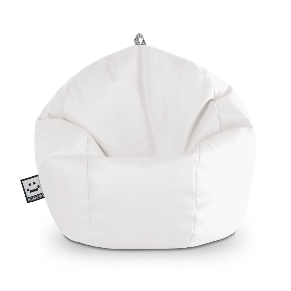 Puff Pelota Polipiel Blanco HAPPERS - Cómodo, ligero y resistente. Make it Happers®