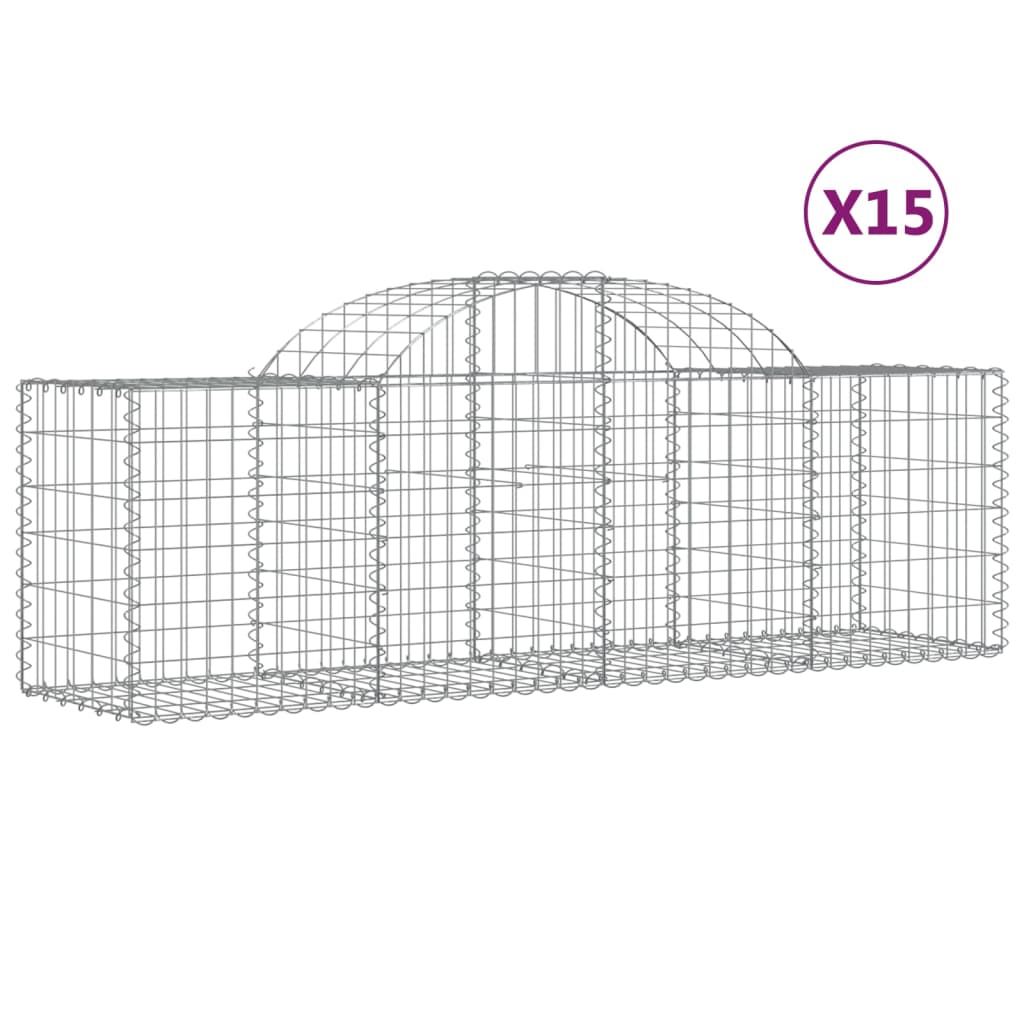 vidaXL Cestas de gaviones 15 uds forma de arco hierro Dimensiones 200 x 30 x 40/60 cm,  200 x 30 x 60/80 cm,  200 x 30 x 80/100 cm y mas