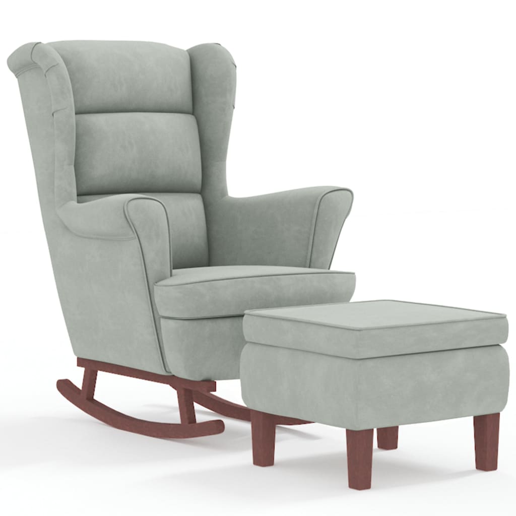 vidaXL Sillón Mecedora con Patas de Madera Silla de Descanso Tapizada Terciopelo