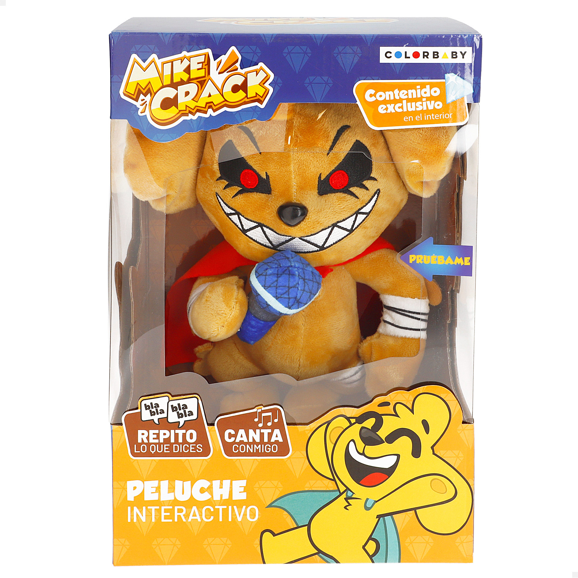 COLORBABY Mikecrack - Peluche oficial Mike Canto "Chocolate con Almendras" y repito lo que dices, Peluche oficial Akela Canto "La mejor canción", Peluche oficial Mike.Exe Canto "Punto Exe", Grabación y reproducción de voz, Juguete personaje YouTube
