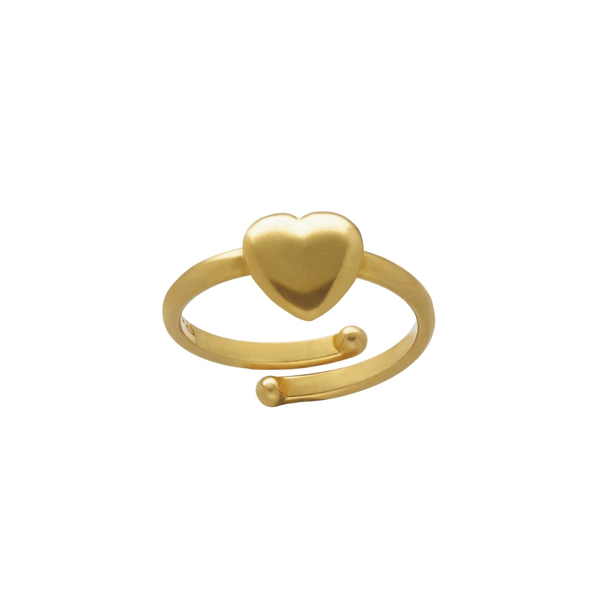 Victoria Cruz - Anillo ajustable en forma de corazón para mujer, Plata de Ley 925, Baño en Oro 18k