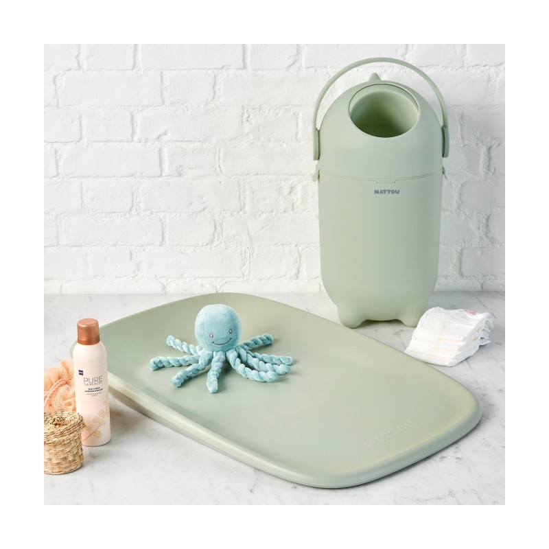 Nattou - Contenedor de pañales Dropy con cierre antiolor, uso con una mano y compatible con bolsas estándar de 20 L para zona de cambio