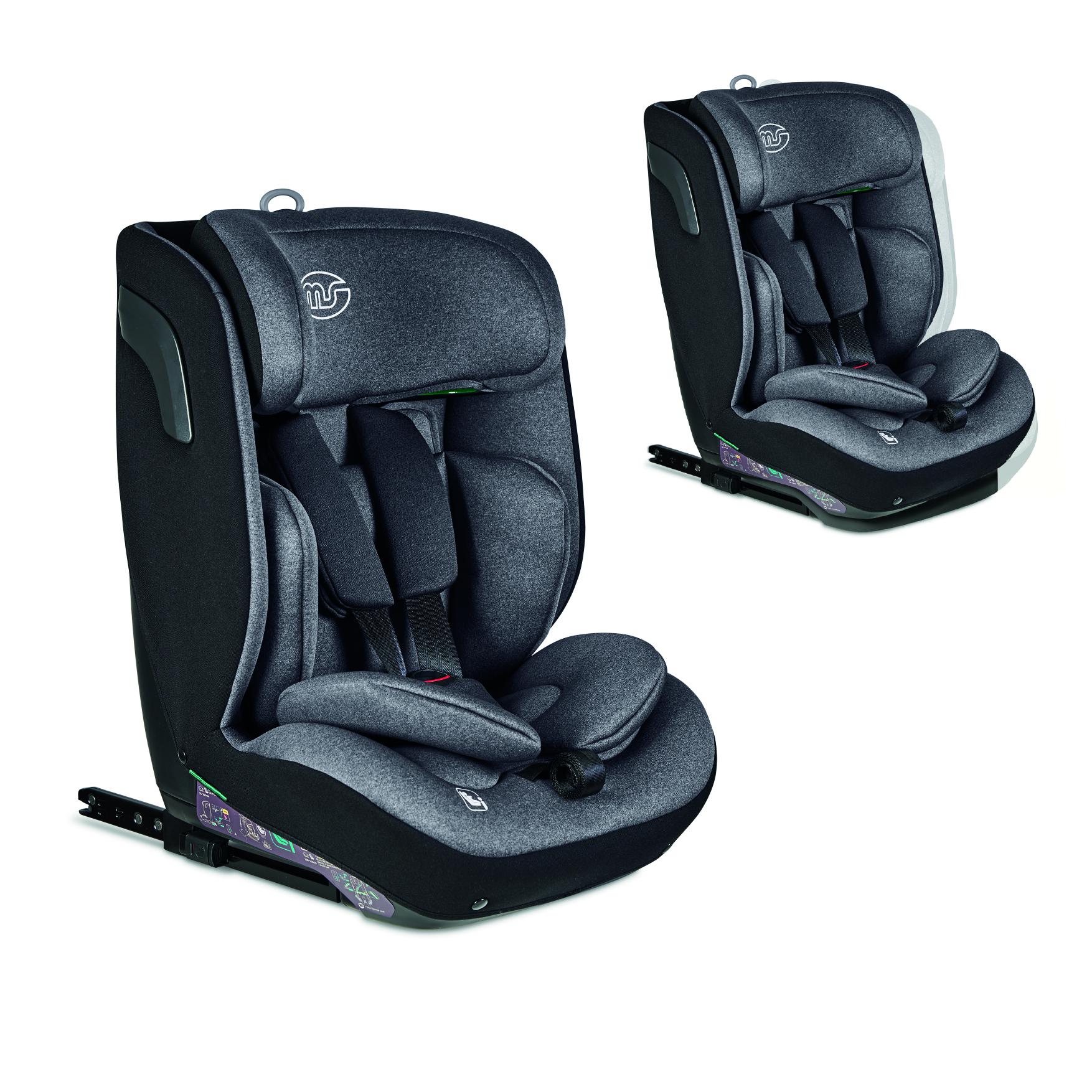 Ms Babyworld BARI I-Size - Silla de Coche Isofix y 1 posición de reclinado, Grupo 1/2/3, 9-36 Kg ó 75-150cms, Normativa R129, Protectores Laterales, Top Tether, Ajustar con una Mano, Easy Grow System
