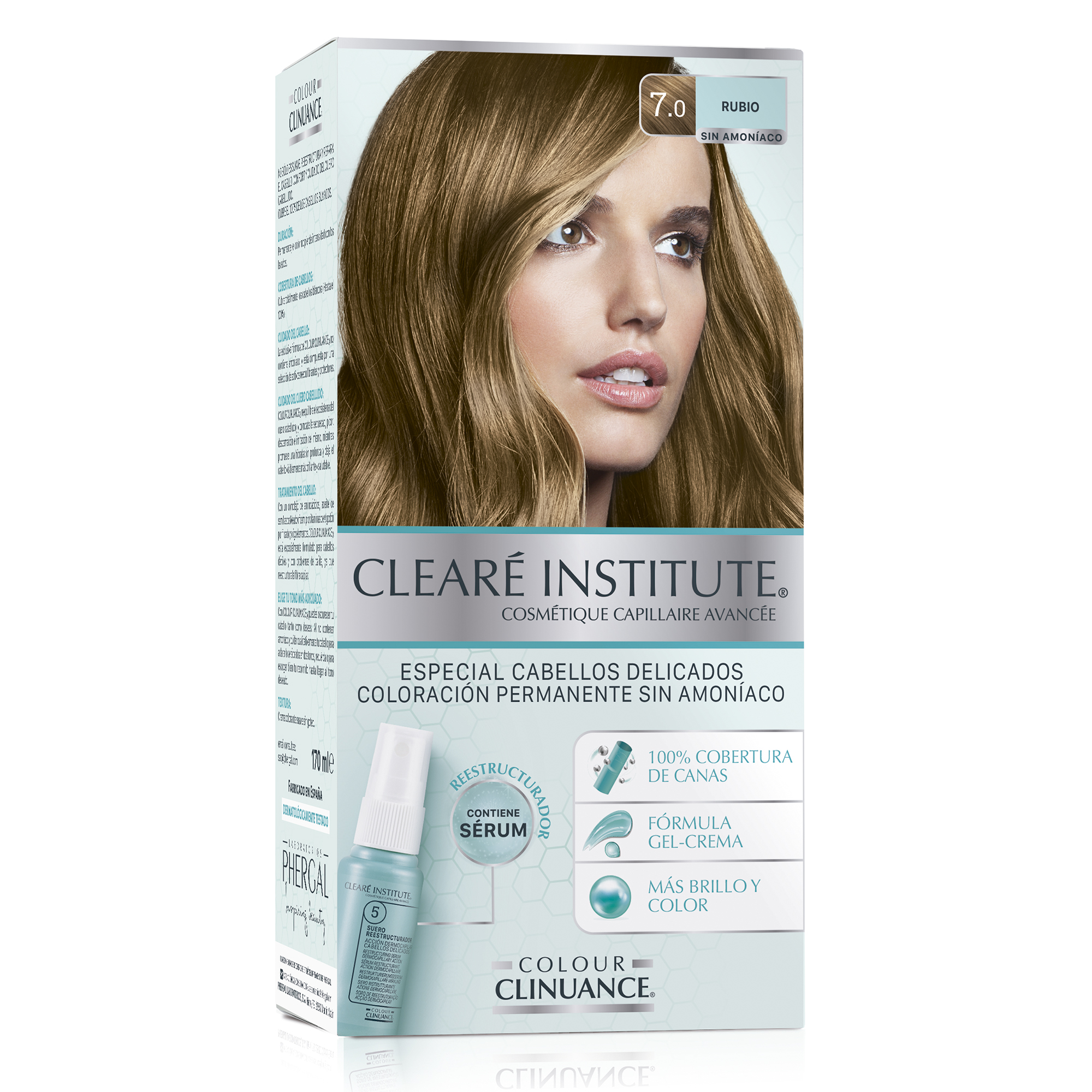 Clearé Institute Colour Clinuance | Coloración Permanente Tinte Sin Amoniaco para Cabellos Delicados | Con Sérum Capilar Reestructurador | 100% Cobertura de Canas | Color más Intenso, más Brillo y Cabello más Fuerte | 170ml | 17 Tonos
