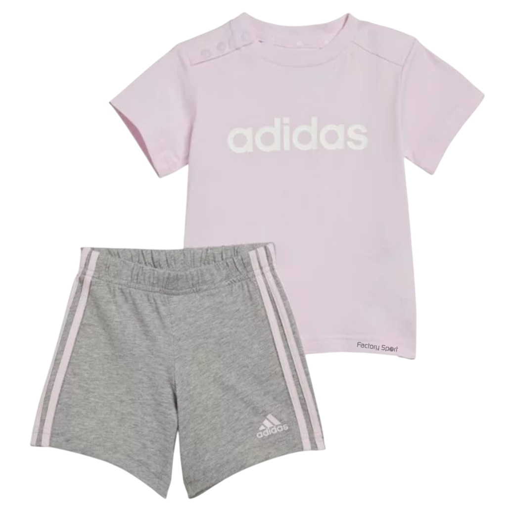 ADIDAS I LIN CO T SET CONJUNTO ROSA/GRIS VIGOR PARA BEBÉS