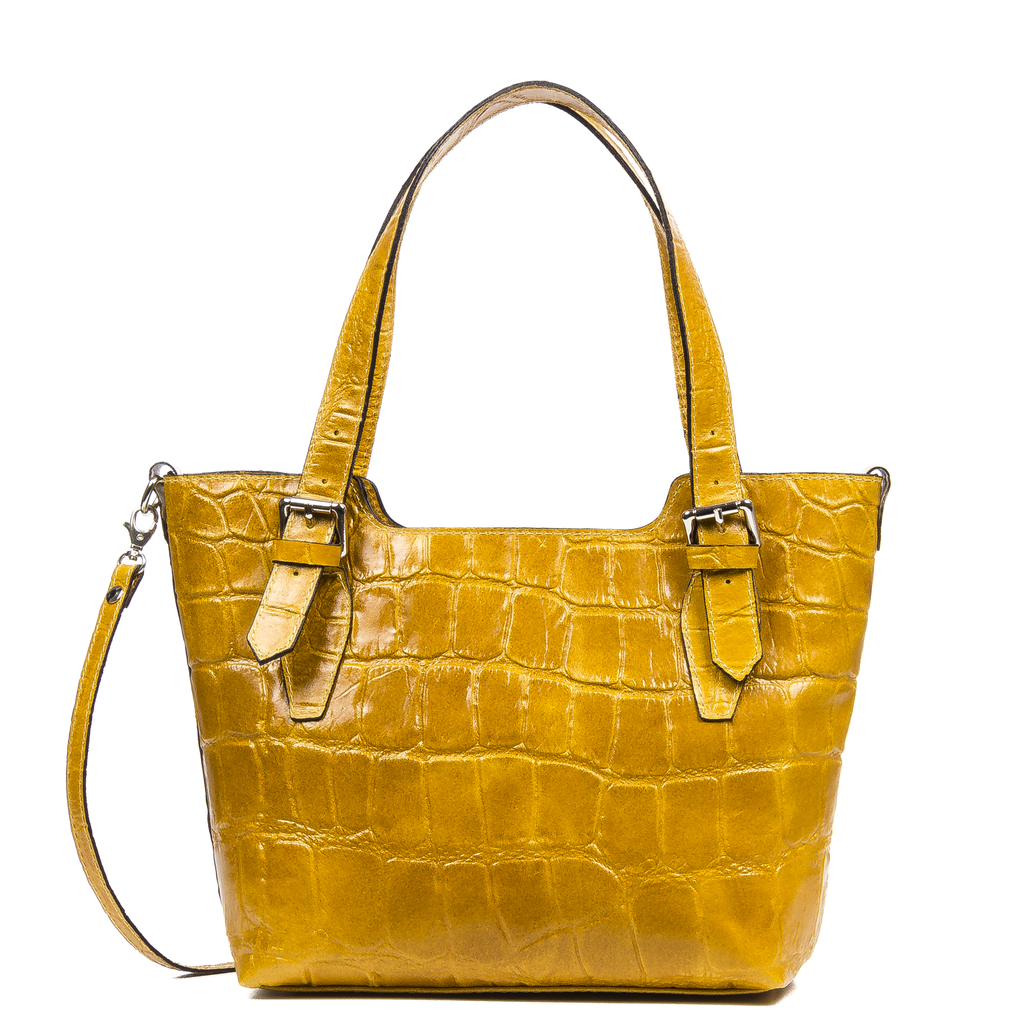 Firenze Artegiani. Arezzo Bolso tote Mujer.Piel auténtica Gamuza Grabado Cocodrilo Grande  Camoscio. Made in Italy. Vera Pelle Italiana.